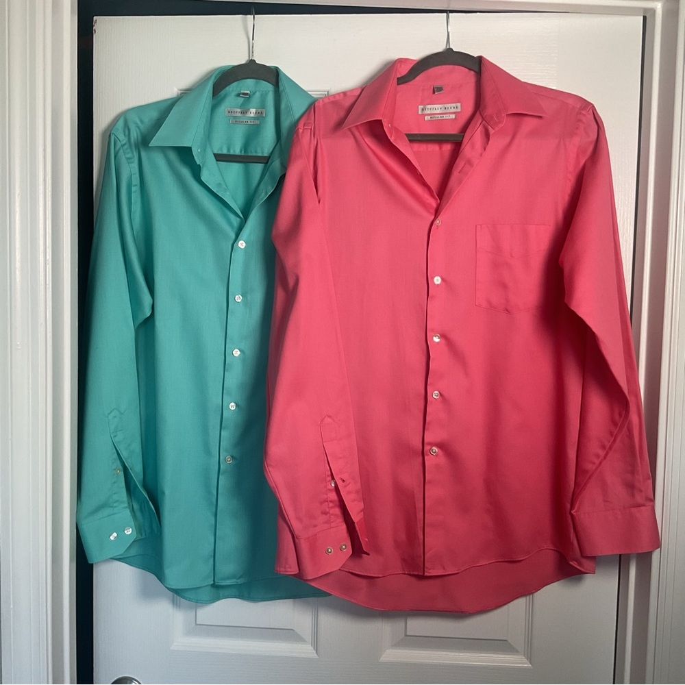 Geoffrey Beene Men's Button-Up Dress Shirts - Teal & Pink